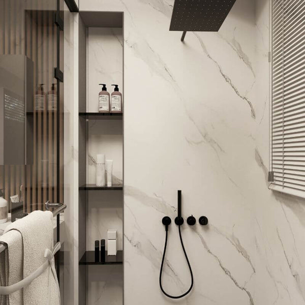 Premium Large Ultra Matt Carrara Marble 1.0m x 2.4m Shower Panel