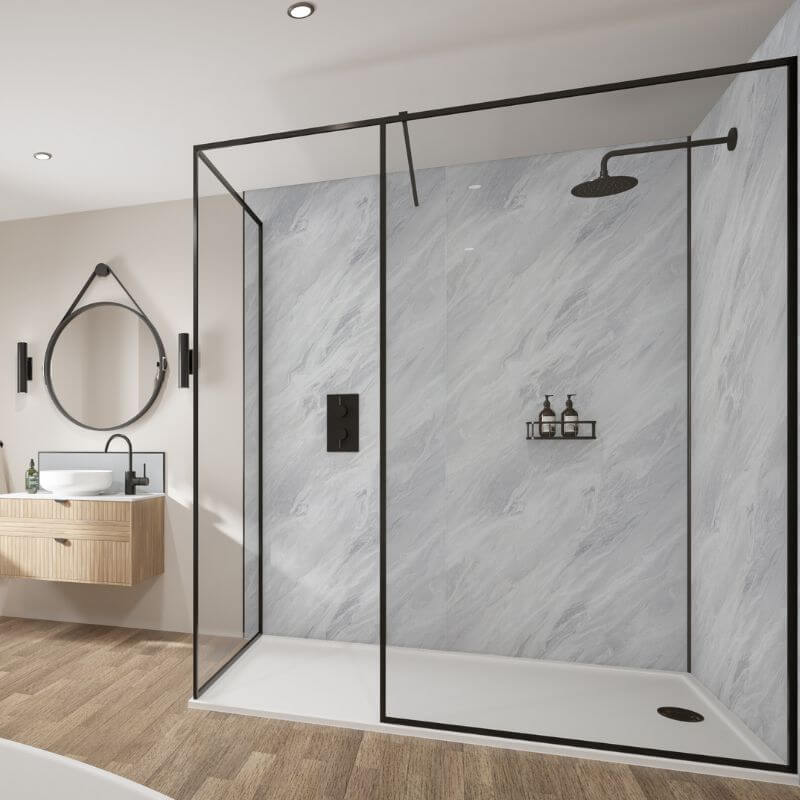 Wetwall Mermaid Brera Marble Shower Panel