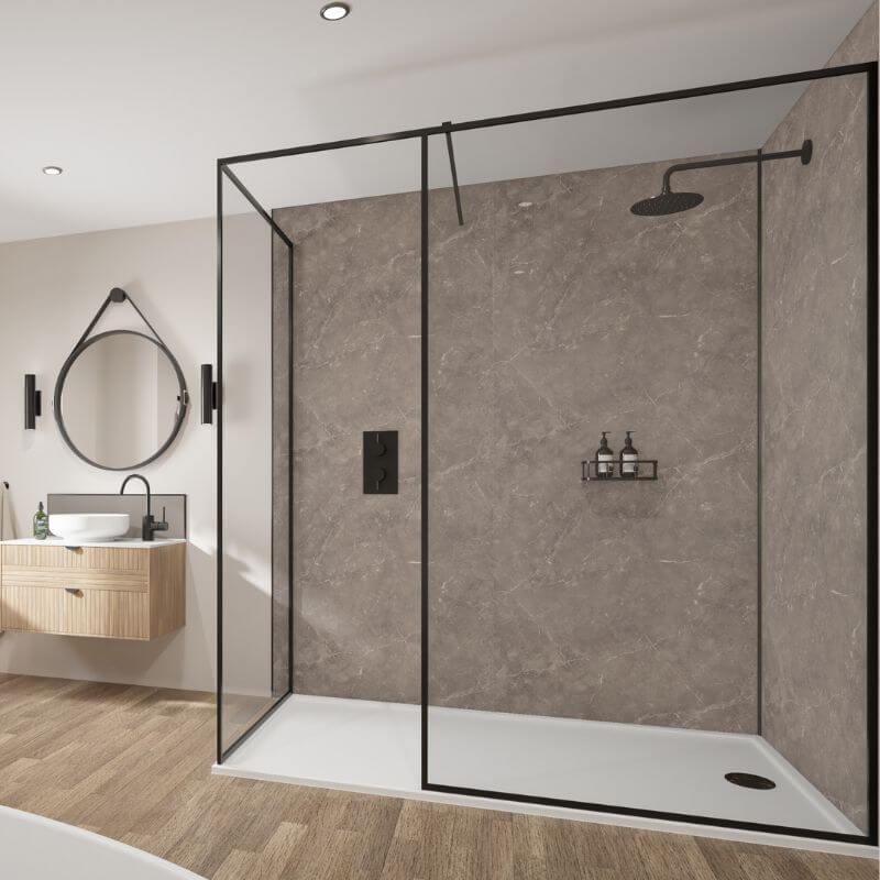 Wetwall Mermaid Marmo Venezia Shower Panel