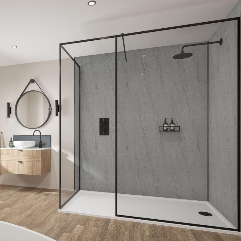 Wetwall Mermaid Silver Granite Shower Panel