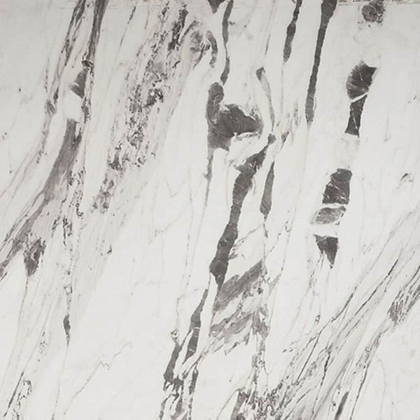 Close-up texture of white and grey marble with intricate, abstract patterns for interior design background.