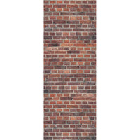 Red brick wall texture with varying shades of bricks and visible mortar joints in vertical layout
