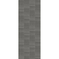 Gray textured wall tiles in vertical alignment with grid pattern design for modern architectural background.