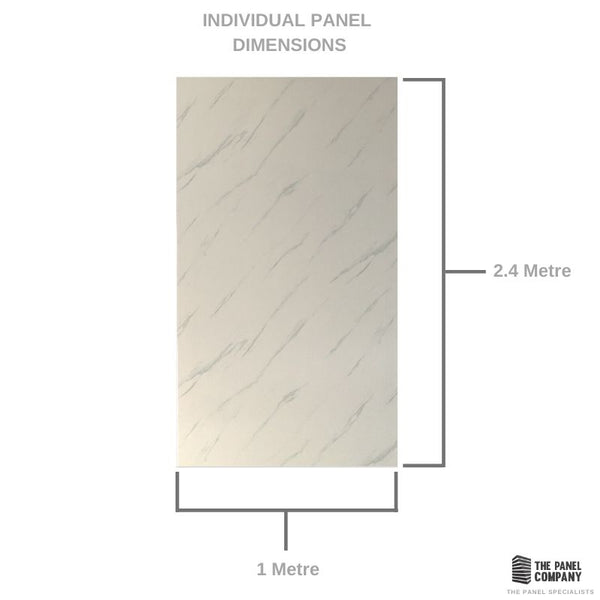 Large White Carrara Marble 1.0m x 2.4m Shower Panel