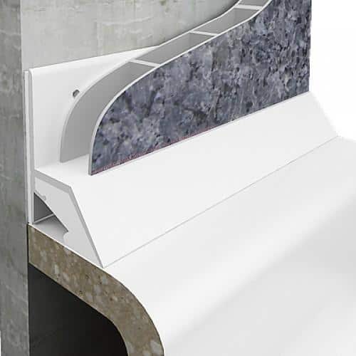 Close-up of a section of a modern concrete bridge model showing architectural details and design elements