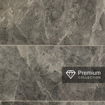 Close-up of luxury dark gray marble texture from Premium Collection with natural pattern for flooring, designer wall tiles, stone finish, high-end interior decoration.