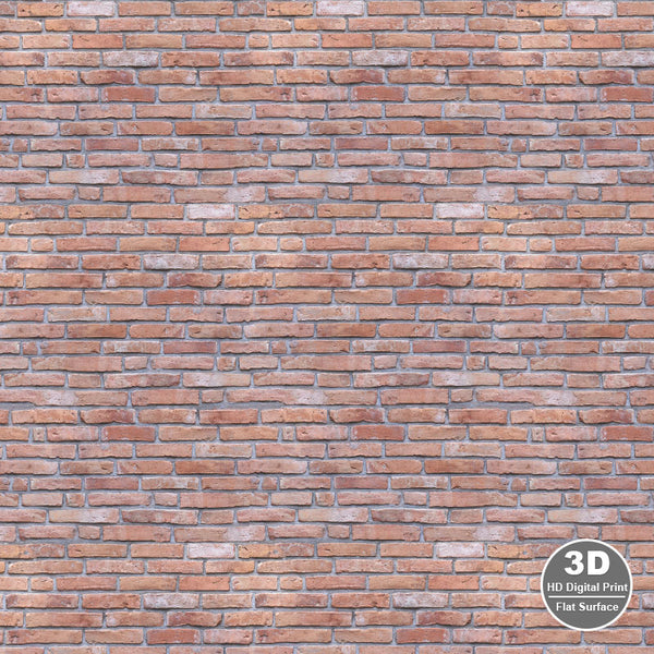 High-resolution 3D digital print of a flat brick wall texture with detailed red and brown bricks for background or wallpaper design