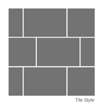 Abstract geometric wall tiles pattern in shades of gray with modern tile style text overlay