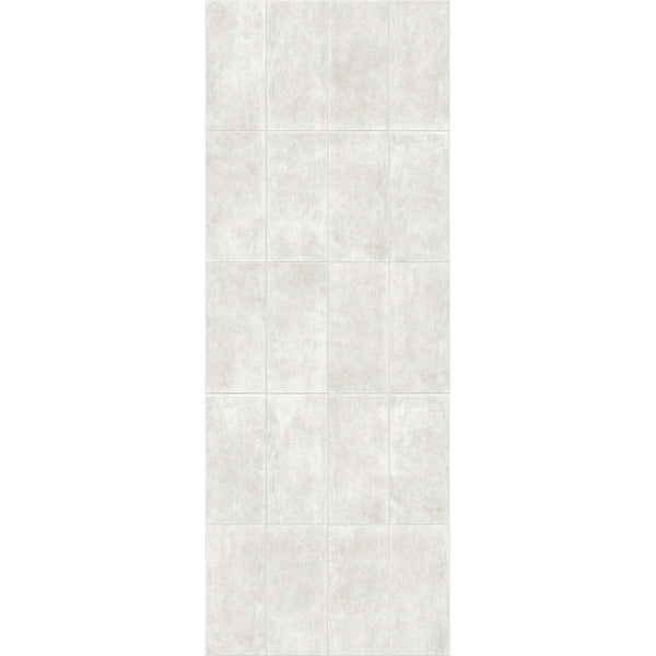 Light gray ceramic floor tiles with seamless square pattern texture for interior design.