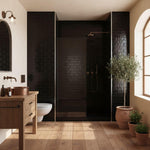 Imprevia Compact Black Gloss Metro Tile Wall Panel - 1.2M x 2.4M