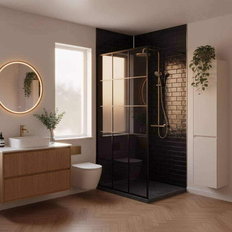 Imprevia Compact Black Gloss Metro Tile Wall Panel - 1.2M x 2.4M