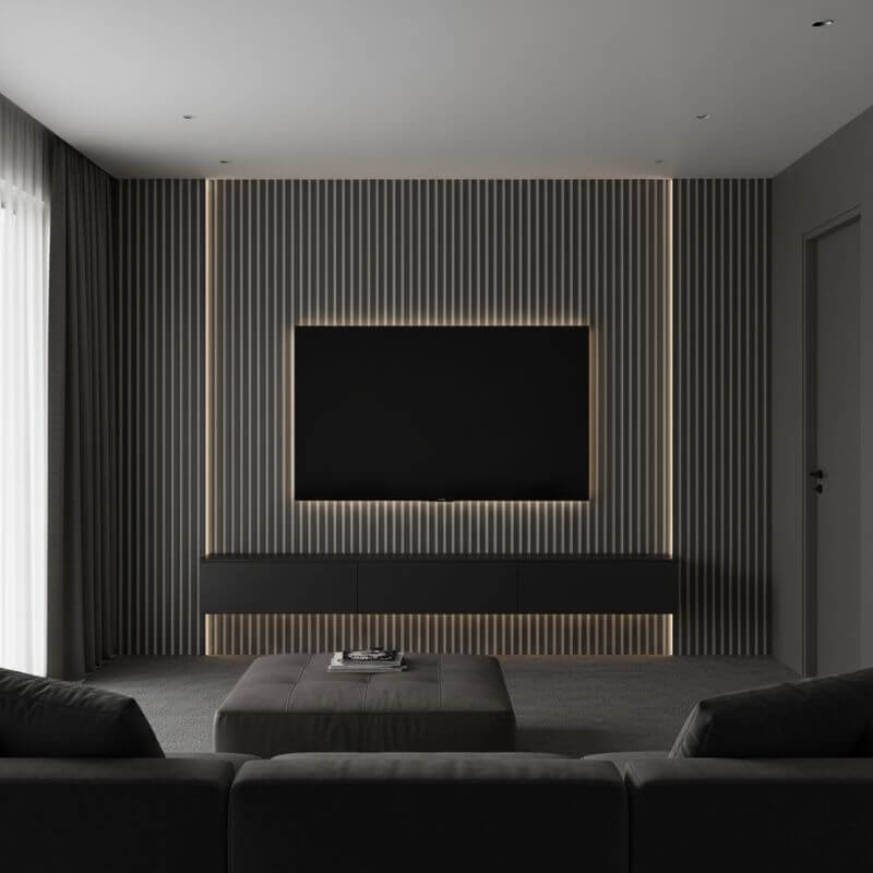 STRIVO Acoustic Slat Panel - Charcoal (Grey Felt)