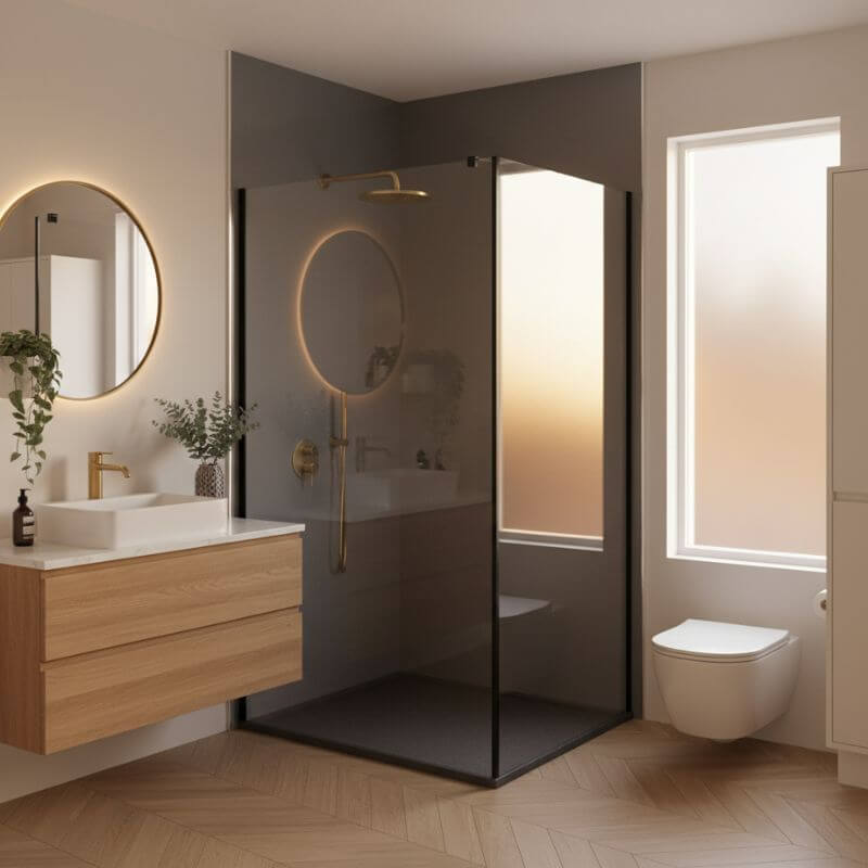 Imprevia Compact Shadow Grey Plain Gloss Wall Panel - 1.2M x 2.4M