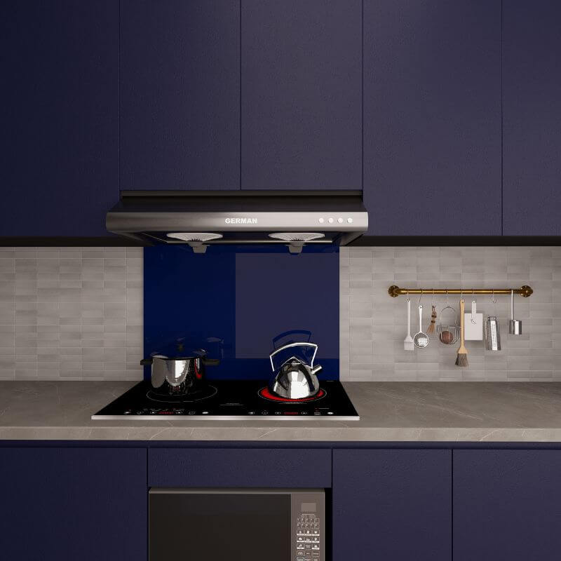 Dark Blue Hob Splashback - Eldhaus