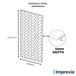 Imprevia Compact Silver Grey Herringbone Wall Panel - 1.2M x 2.4M