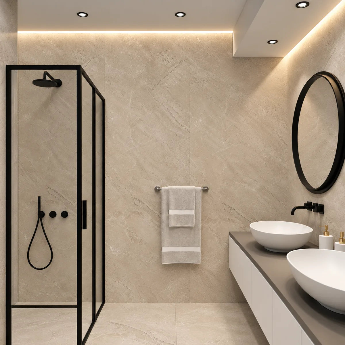 Imprevia Pale Limestone SPC Shower Panel - 0.6M x 2.4M
