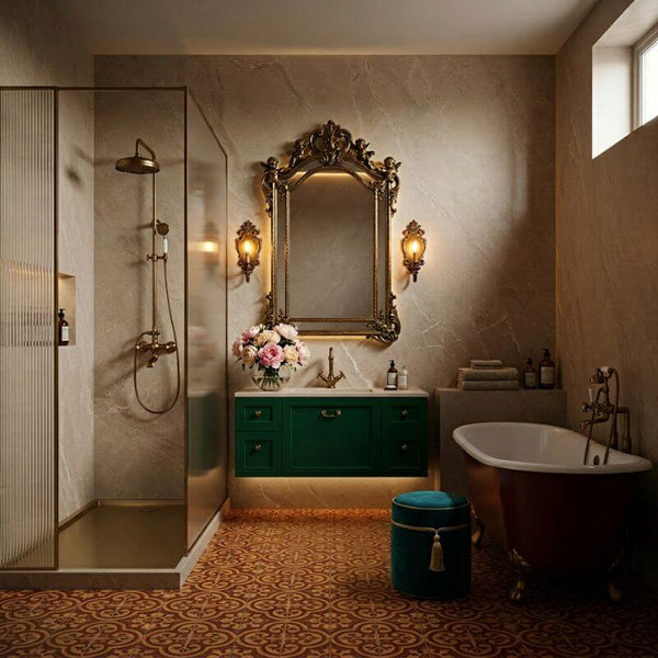 Imprevia Pale Limestone SPC Shower Panel - 0.6M x 2.4M