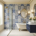 Imprevia Athena Blue Tile PVC Shower Panel - 1M x 2.4M