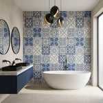 Imprevia Athena Blue Tile PVC Shower Panel - 1M x 2.4M