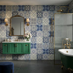 Imprevia Athena Blue Tile PVC Shower Panel - 1M x 2.4M