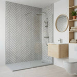 Imprevia Large Grey Herringbone Tile 1.0m x 2.4m Shower Panel