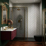 Imprevia Large Grey Herringbone Tile 1.0m x 2.4m Shower Panel
