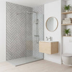 Imprevia Large Grey Herringbone Tile 1.0m x 2.4m Shower Panel