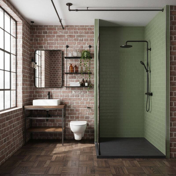 Imprevia Compact Sage Green Metro Tile Wall Panel - 1.2M x 2.4M