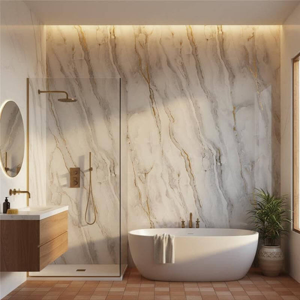 Imprevia Silver Rift PVC Shower Panel - 1M x 2.4M