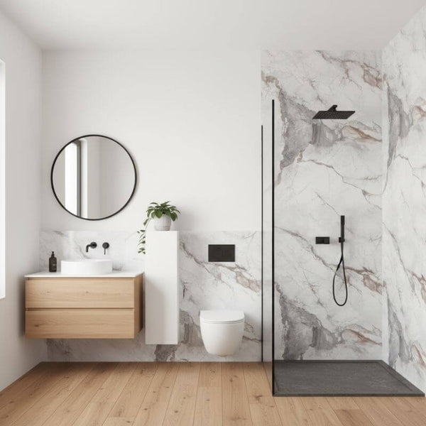 Imprevia Storm Grey Marble PVC Shower Panel - 1M x 2.4M