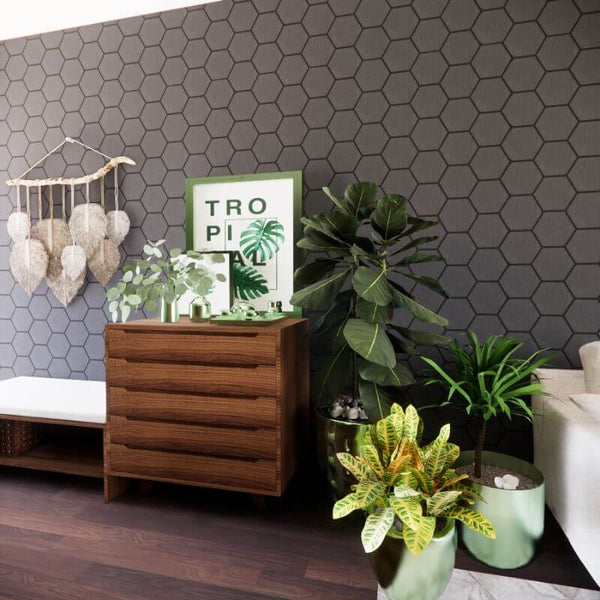 STRIVO Acoustic Hexagon Wall Panel - Black Oak