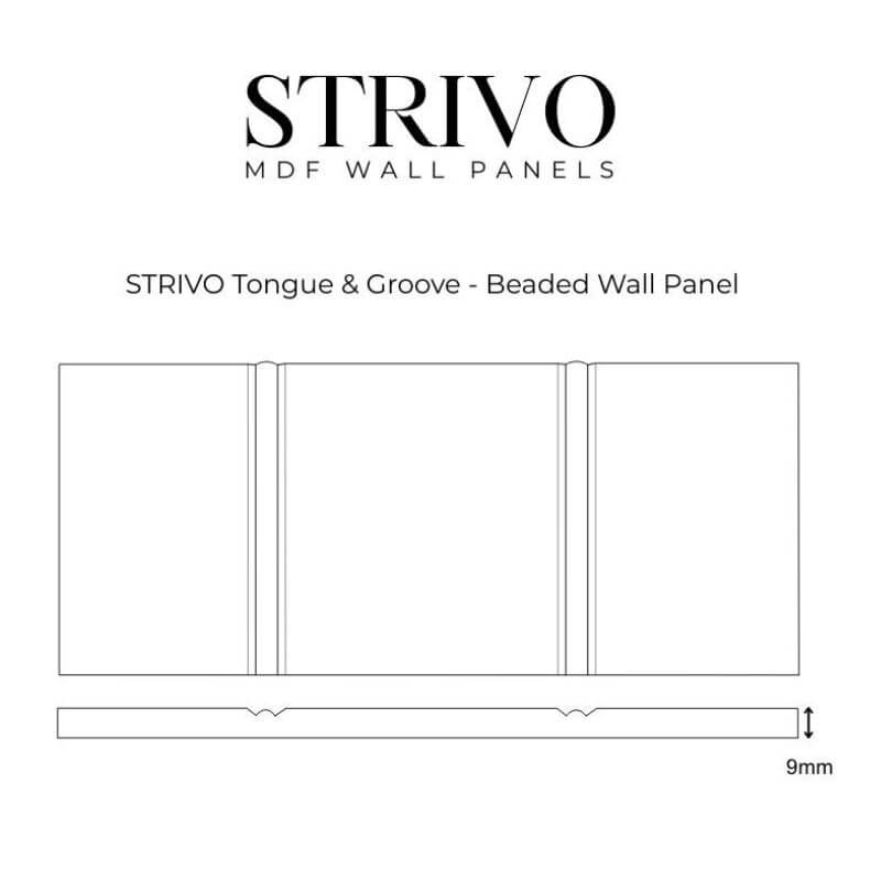 Tongue and Groove MDF Wall Panel Beaded - 2440 x 607mm