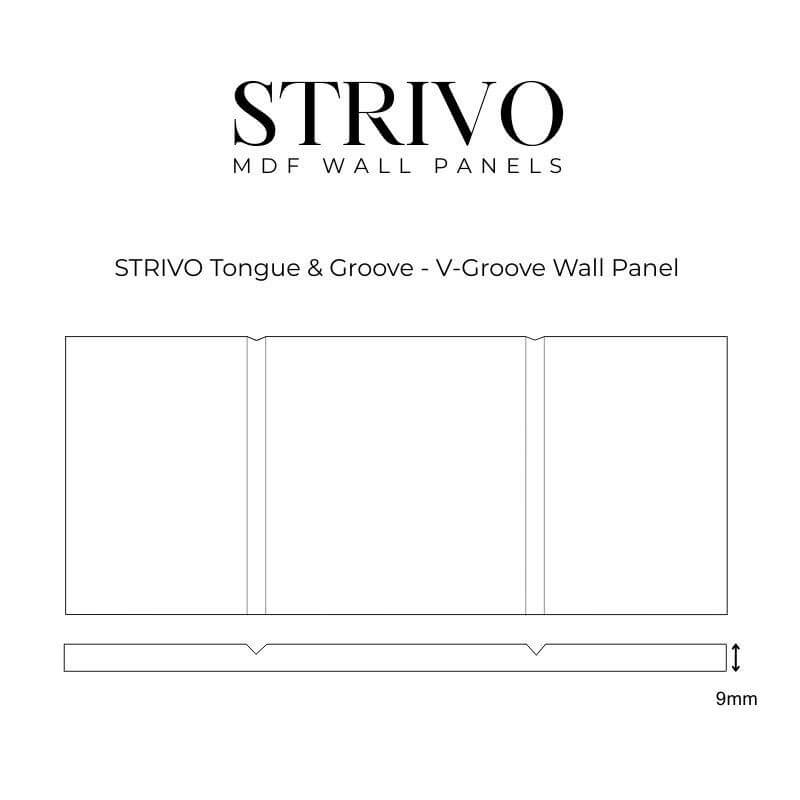 Tongue and Groove MDF Wall Panel V-Groove - 2440 x 607mm