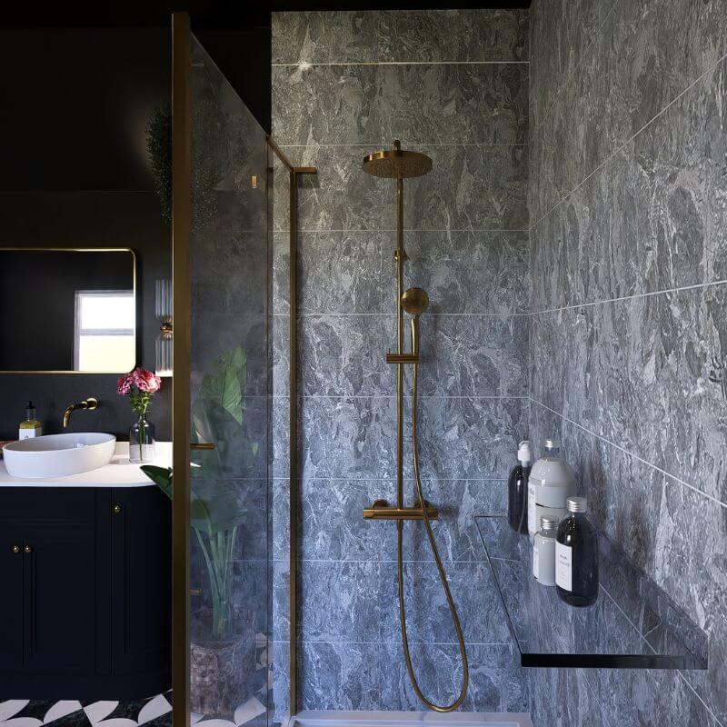 Dark Grey Marble Tile Wall Panel - 600mm – Panel Company