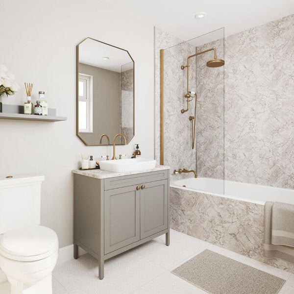 Wetwall Mermaid Bianco Marble Shower Panel