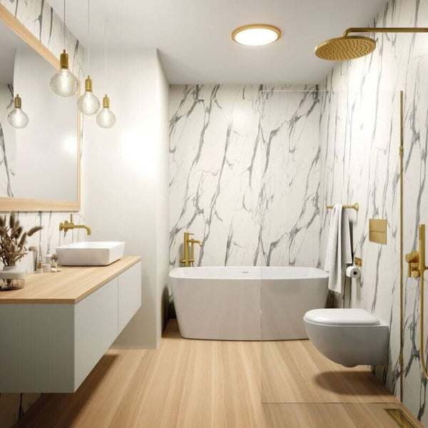 Wetwall Mermaid Calacatta Statuario Shower Panel