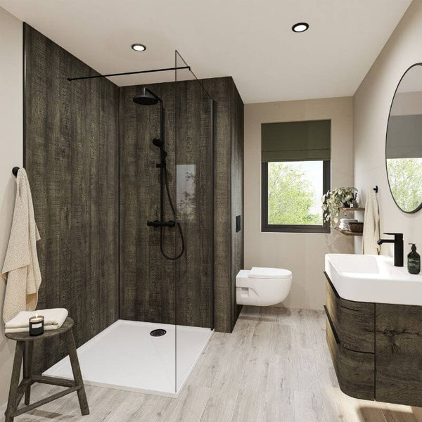 Wetwall Mermaid Charred Elm Shower Panel