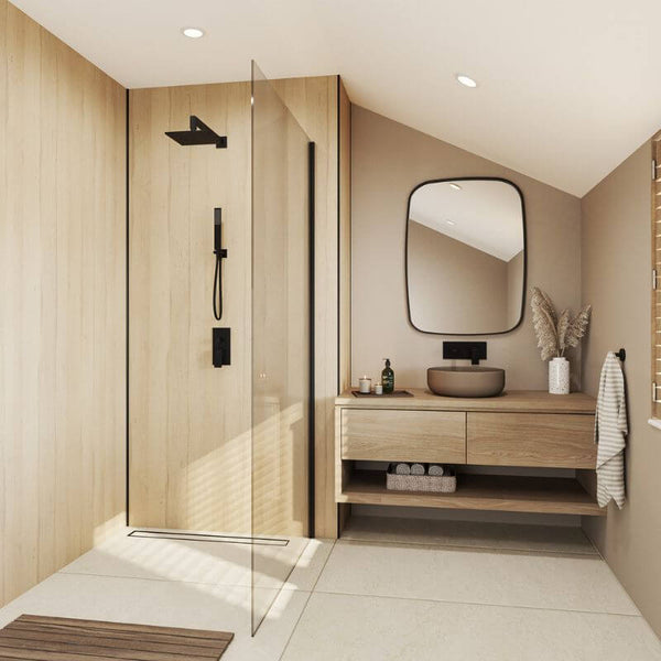Wetwall Mermaid English Oak Shower Panel