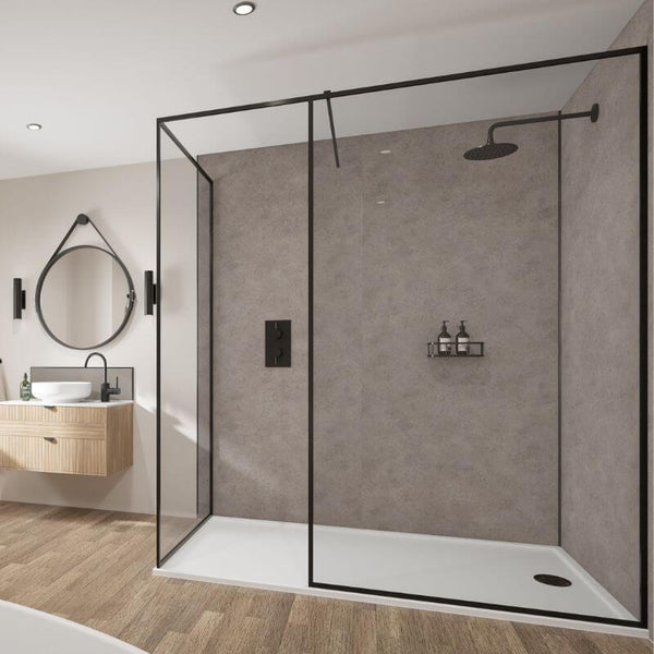 Wetwall Mermaid Greige Stone Shower Panel