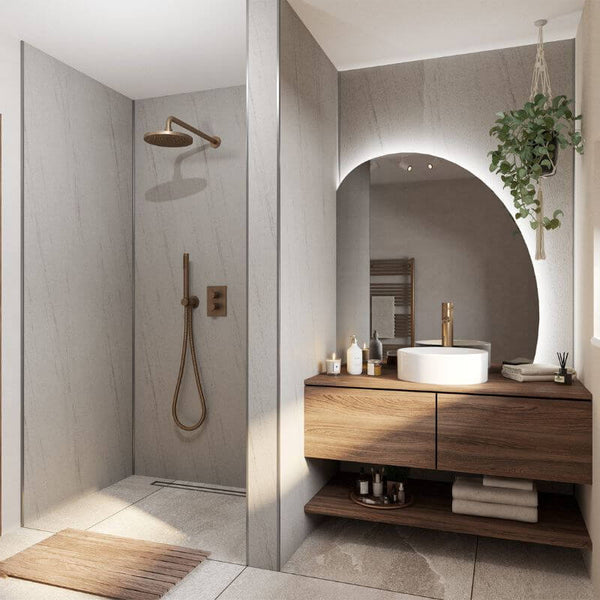 Wetwall Mermaid Gris Granite Shower Panel