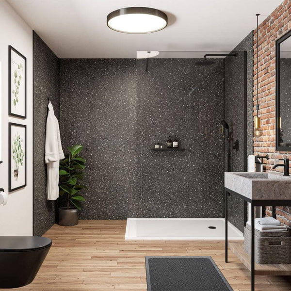 Wetwall Mermaid Terrazzo Noir Shower Panel