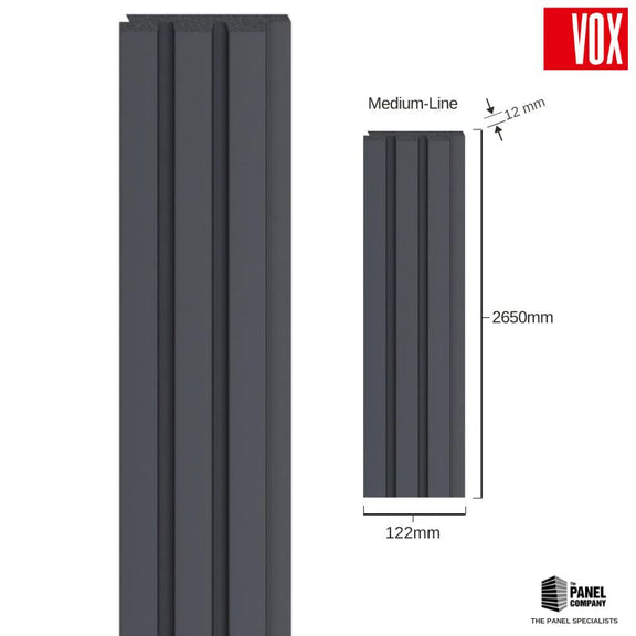 Buy Vox Linerio Anthracite Slat Wood Panel | Panel Co – Panel Company