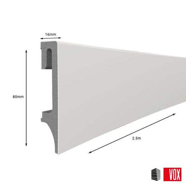 Light Grey Vox Espumo Skirting Board | 80mm x 2.5m | 1 Pack
