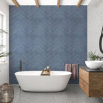    midnight-blue-herringbone-pvc-shower-panel-bathroom