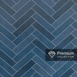 Premium Large Multi Navy Herringbone Tile 1.0m x 2.4m Shower Panel