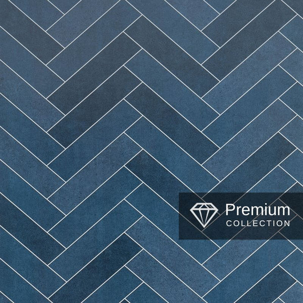 Premium Large Multi Navy Herringbone Tile 1.0m x 2.4m Shower Panel