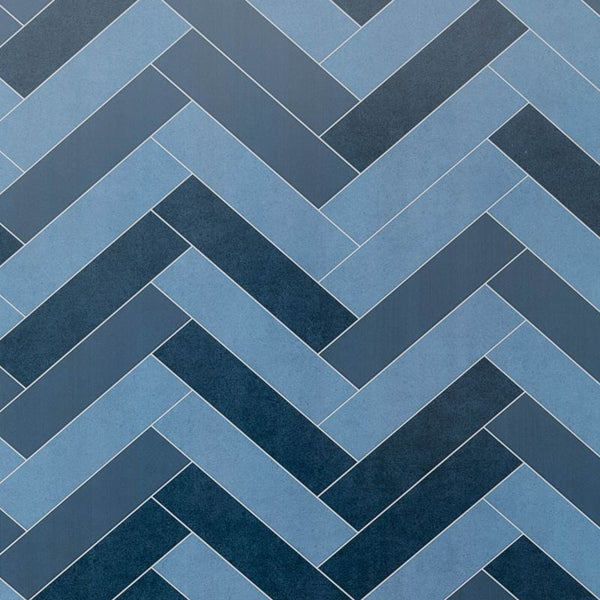 Premium Large Multi Blue Herringbone Tile 1.0m x 2.4m Shower Panel