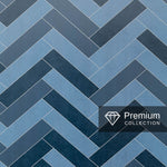 Premium Large Multi Blue Herringbone Tile 1.0m x 2.4m Shower Panel