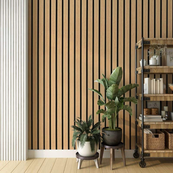 Buy Natural Oak Acoustic Wide Slat Wall Panel, Sulcado, Panel Co