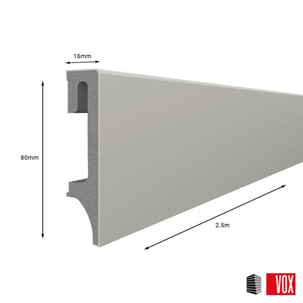 Warm Grey Vox Espumo Skirting Board | 80mm x 2.5m | 1 Pack